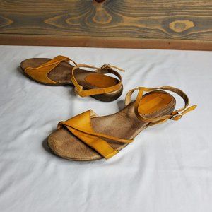 Figura womens sandals, yellow leather, sz 40